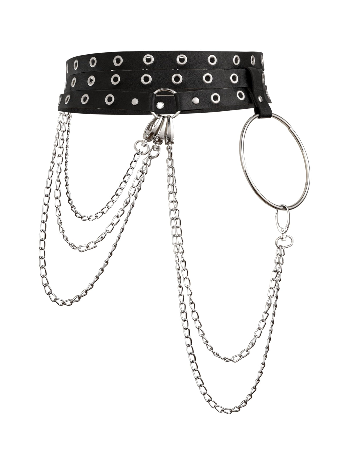 Sacina Black PU leather Waist Harness Belt, Emo Punk Grunge Goth Belt, Gothic Punk Accessories