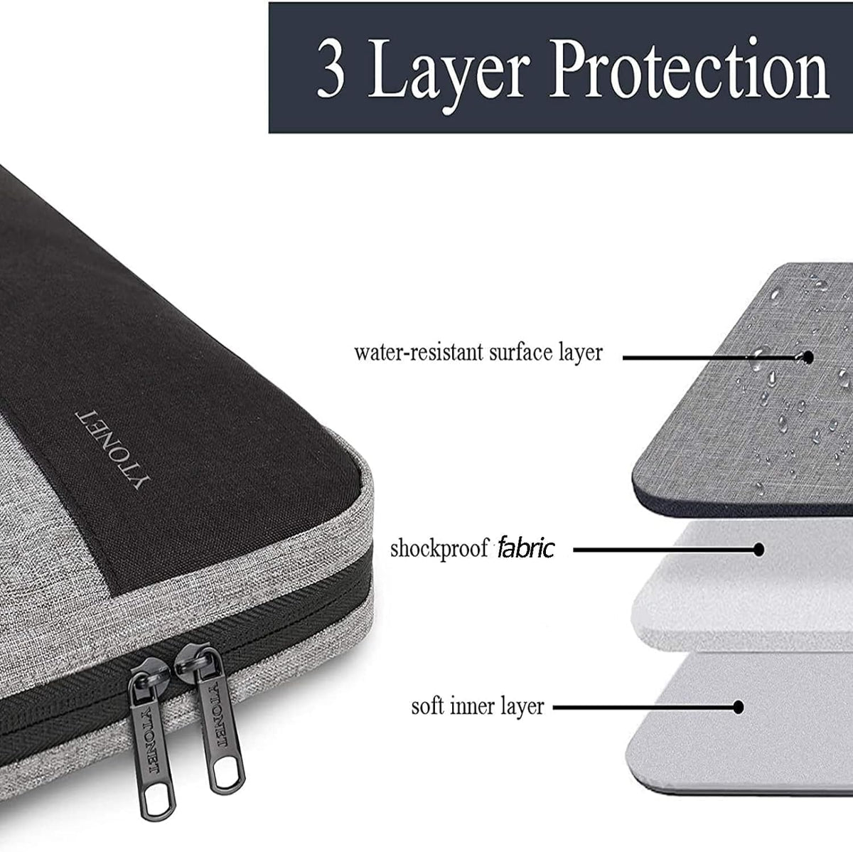 Ytonet 14 Inch Laptop Case, Water Resistant Laptop Sleeve Cover Computer Carrying Bag Compatible with 14 inch MacBook Air, MacBook Pro, HP, Lenovo, Dell, Asus, Acer, and Chromebook Notebooks, Grey