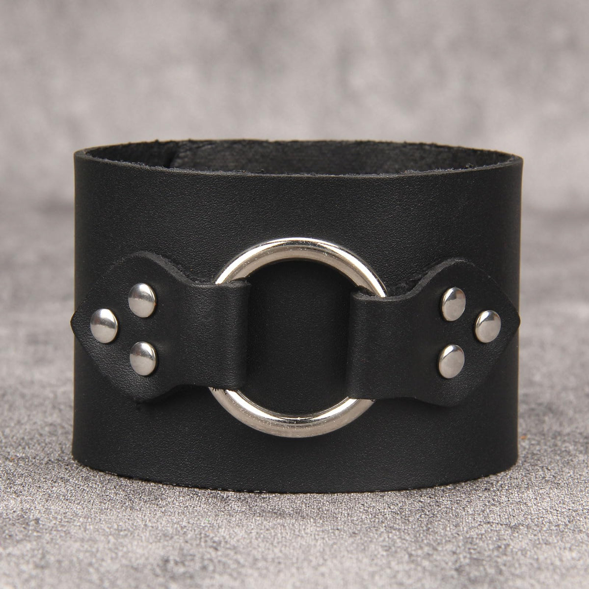 Jeilwiy Mens Cuff Bracelet Punk Rock Bracelets Black Leather Bracelet for Men Women Plain Punk Leather Snap Bracelets