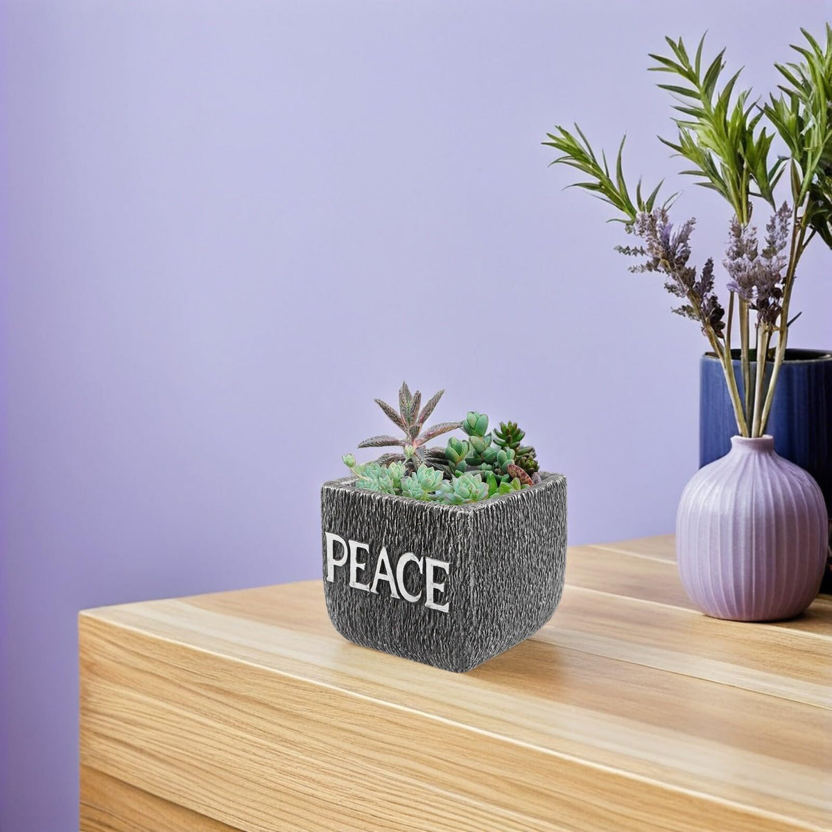 Kisangel Cement Succulent Planter Pot for Indoor Plants, Rustic Concrete Desktop Flower Pot with Dark Grey Finish, Decorative Garden Container Suitable for Office and Home Use