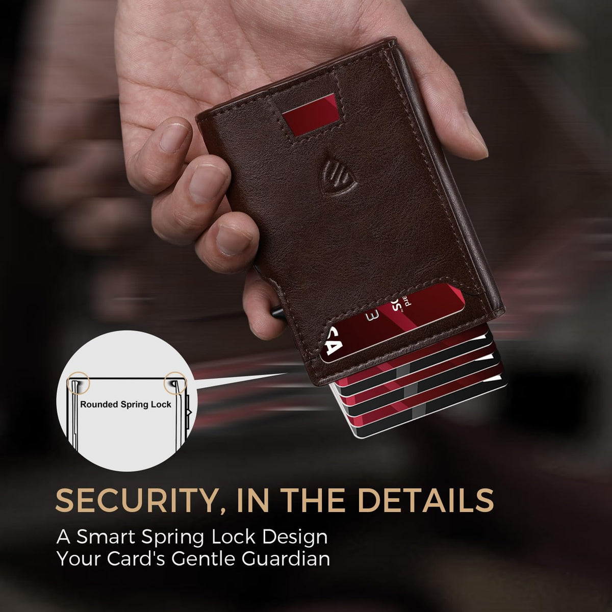 RUNBOX Wallet for Men 9-13 Cards RFID Blocking Aluminum Pop Up Card Holder with ID Window & Stretchable Cash Slot - Minimalist Smart Mens Wallet, Gifts for Men