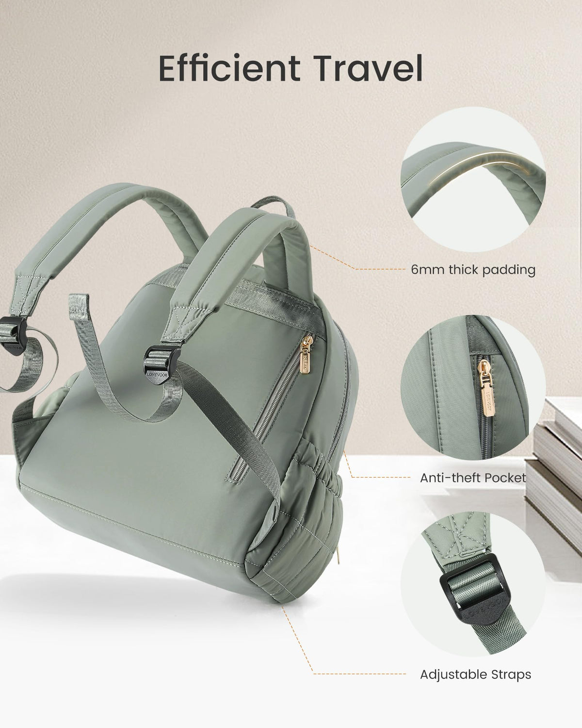 LOVEVOOK Small Backpack Purse for Women, Mini Puffer Backpack with Anti-theft Pocket, Lightweight Quilted Casual Daypack for Daily Work & Travel