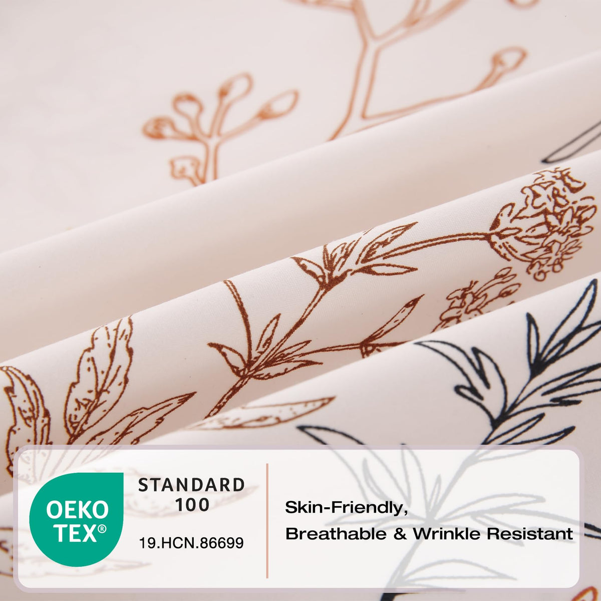 Yibeizi Floral Sheet Set King, Boho Botanical Rustic Pattern Bed Sheets Beige Fall Bedding Sheets & Pillowcases Soft Microfiber 15" Extra Deep Pocket Fitted Bedsheet 4 Piece