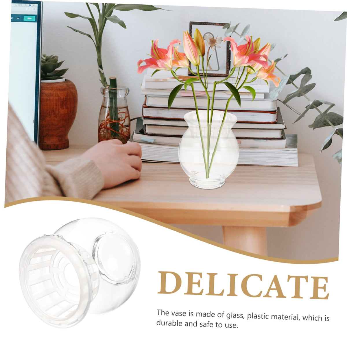 Generic Desktop Glass Planter Elegant Round Terrarium Vase for Hydroponic Plants Dried Flower Arrangements Versatile Home and Office Decoration