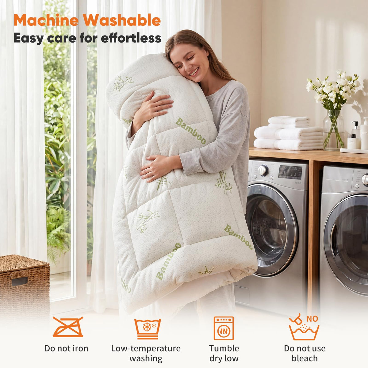 OLIXIS Mattress Topper King, Bamboo Viscose Ultra Soft Mattress Protector with Stretchable Pockets, Cooling Pillow Top Mattress Pad Breathable, Mattress Cover for Back Pain Relief, Hot Sleepers