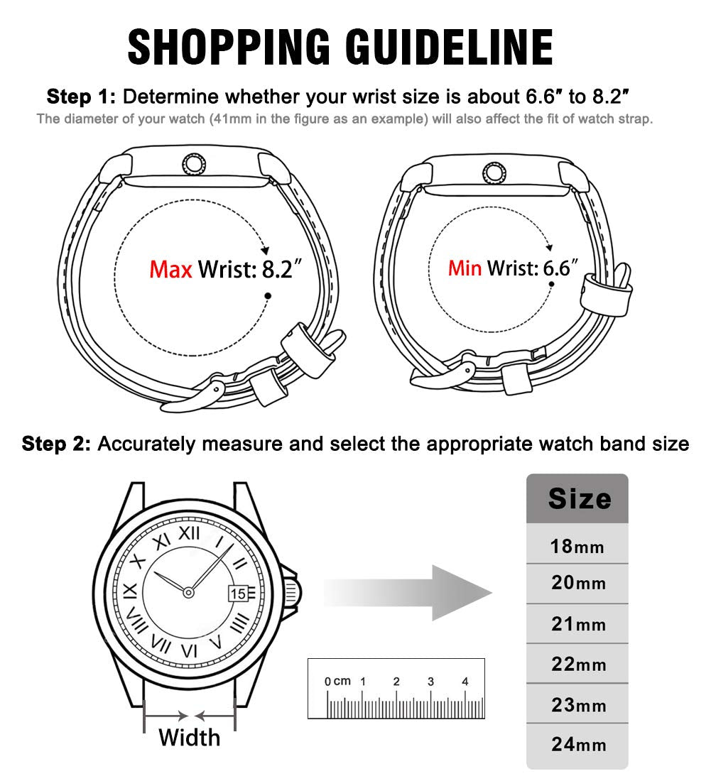 Ritche Quick Release Leather Watch Band 18mm 19mm 20mm 21mm 22mm 23mm 24mm Leather Watch Strap, Dark Blue & Silver, 22 mm, Vintage