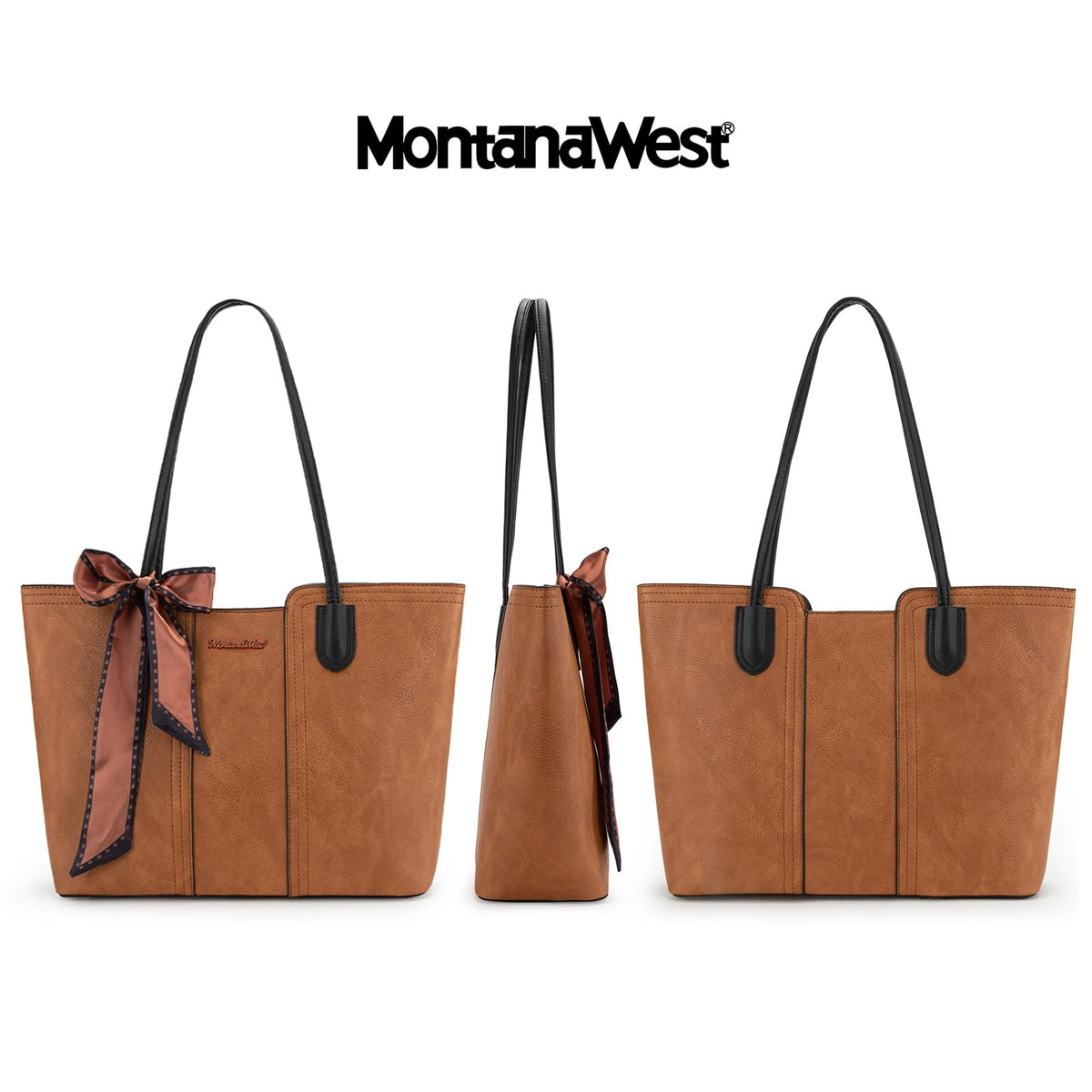 Montana West Tote Bags for Women Medium Top Handle Satchel Purses Large Shoulder Handbag Hobo Bags Brown MWC-323BR