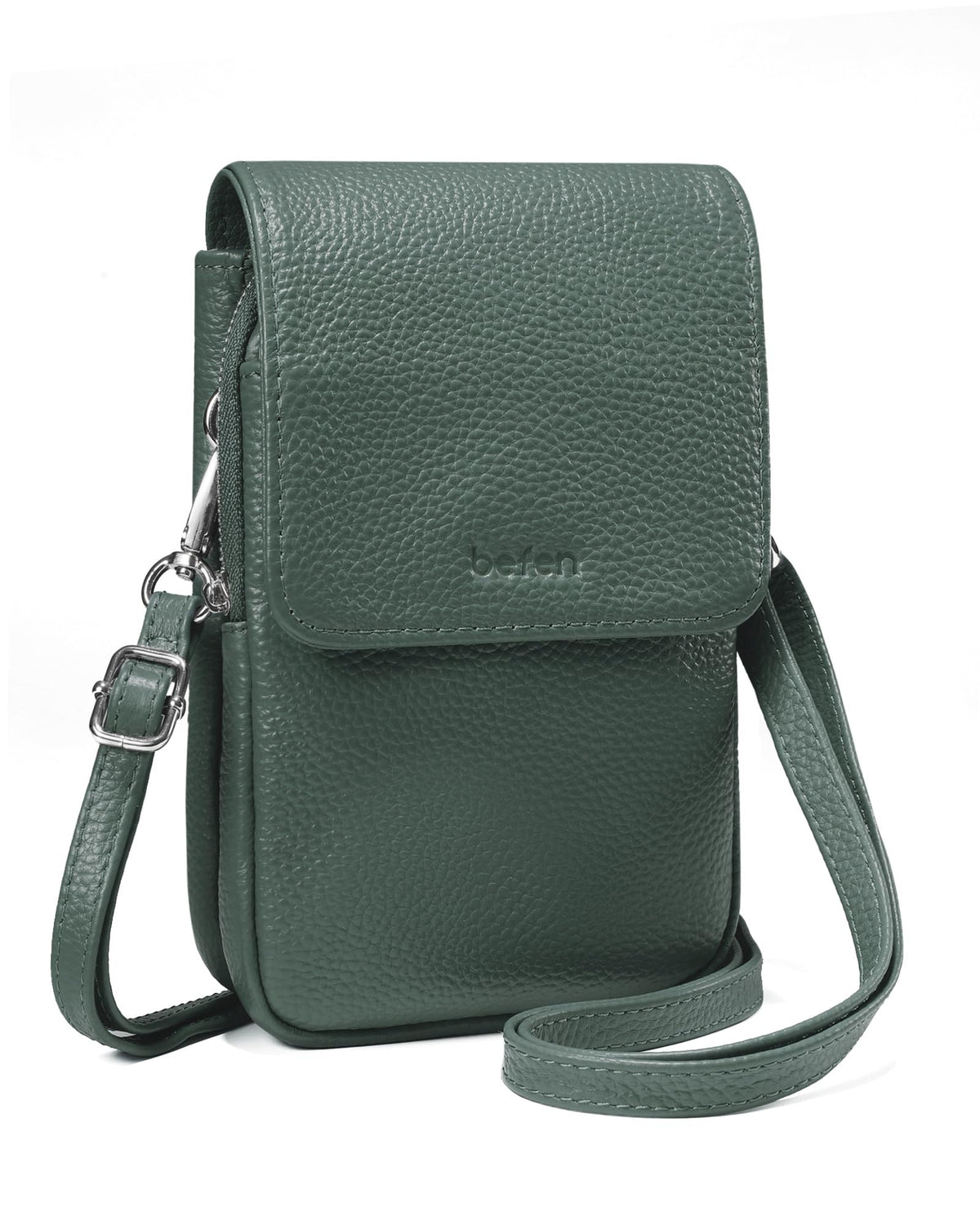 befen Soft Real Leather Small Crossbody Bags for Women, Woman Cell Phone Leather Purses Bag with RFID Blocking Card Slots Green