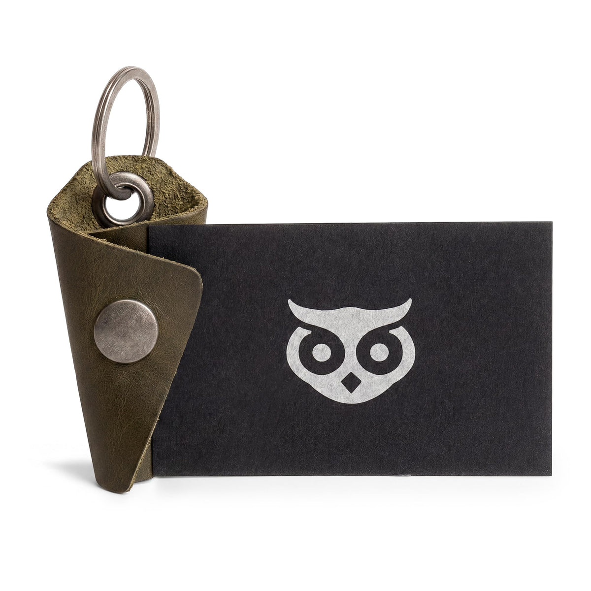 Hide & Drink Full Grain Leather Wrap Keychain, Organizer Snap Closure, Key Ring Cover, Silencer Sleeve Key Holder for Men (Dark Jade)