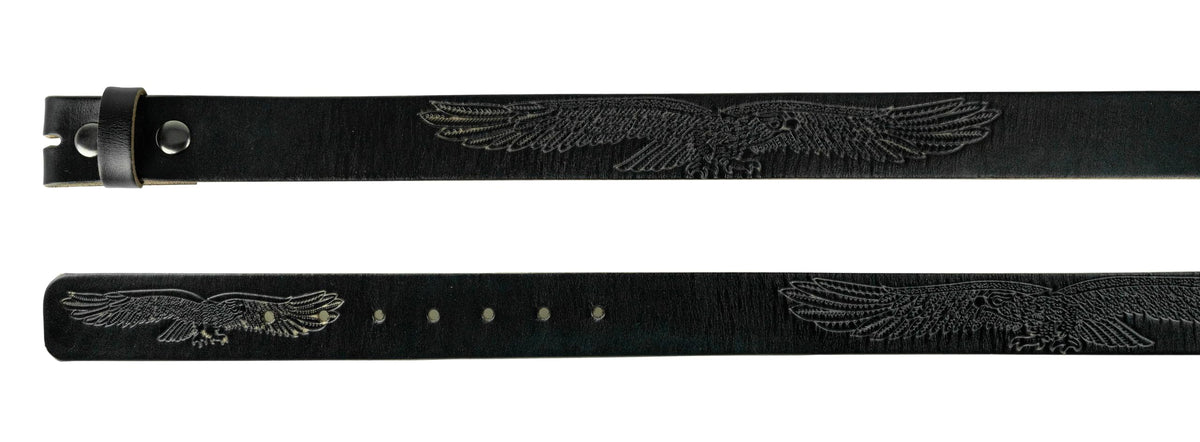 Gelante Genuine Full Grain Leather Belt Strap without Belt Buckle (Embossed Eagle, Large (38''-40''))