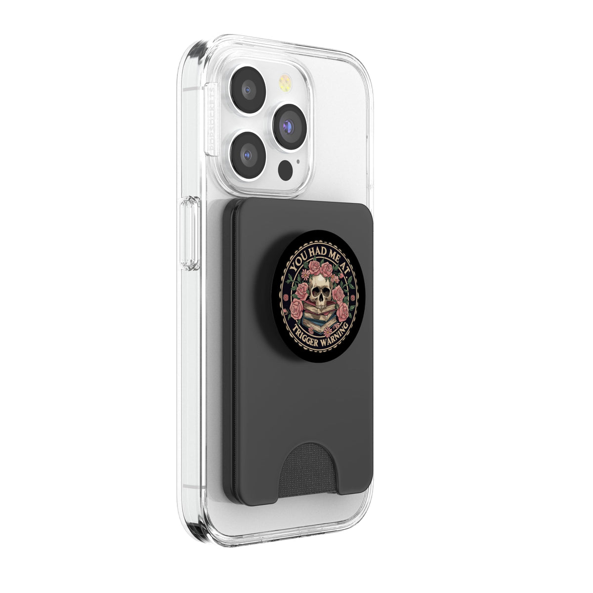 You Had Me at Trigger Warning Skeleton Book Reading Lover PopSockets PopWallet for MagSafe