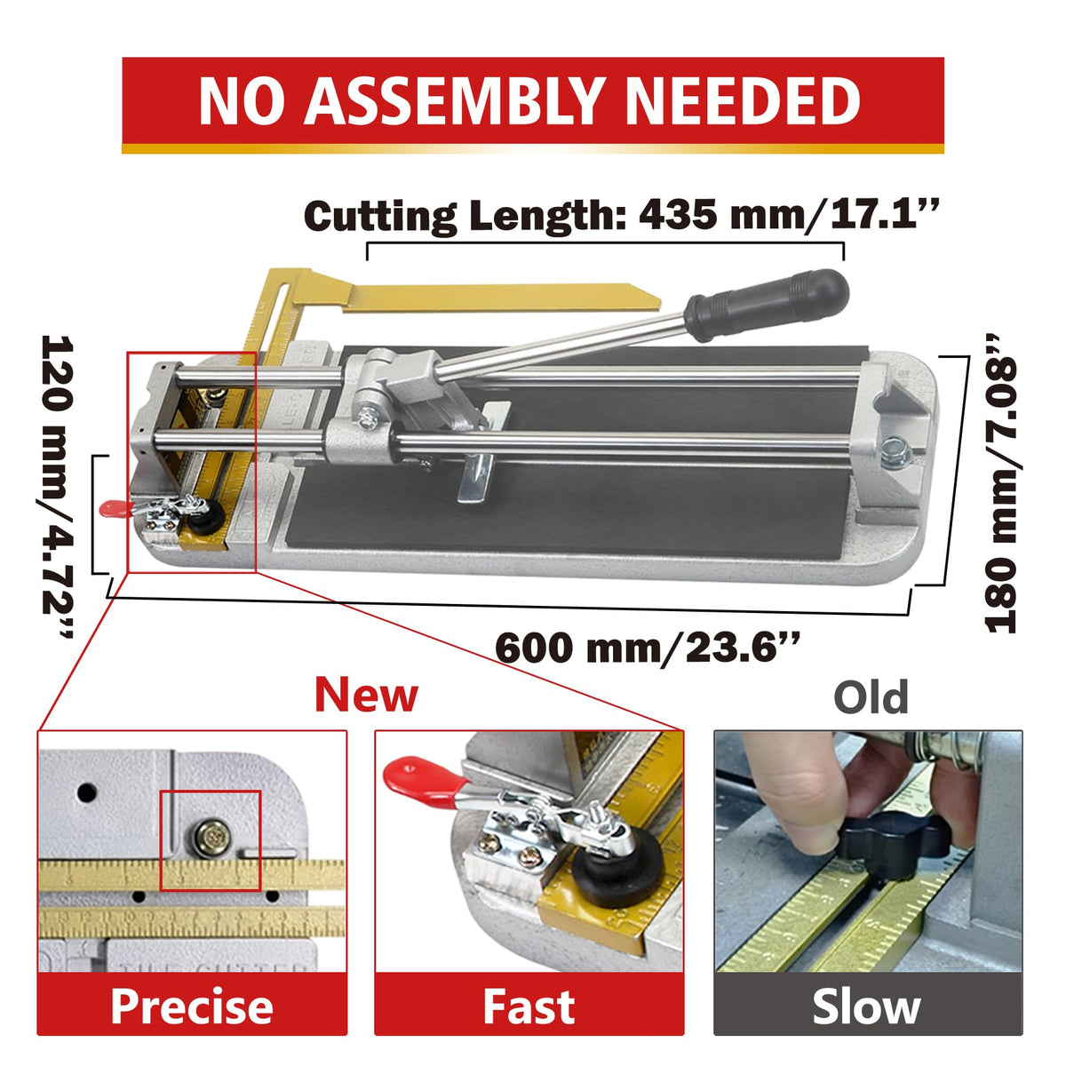 Jin Tool Professional Tile Cutter - 15" (435mm),Taiwan's Top 1 Pro Tile Cutter Brand,Strong Base, Precision Tungsten Carbide Cutting Wheel - Ideal for Porcelain Tiles in Precision Cutting Industry"