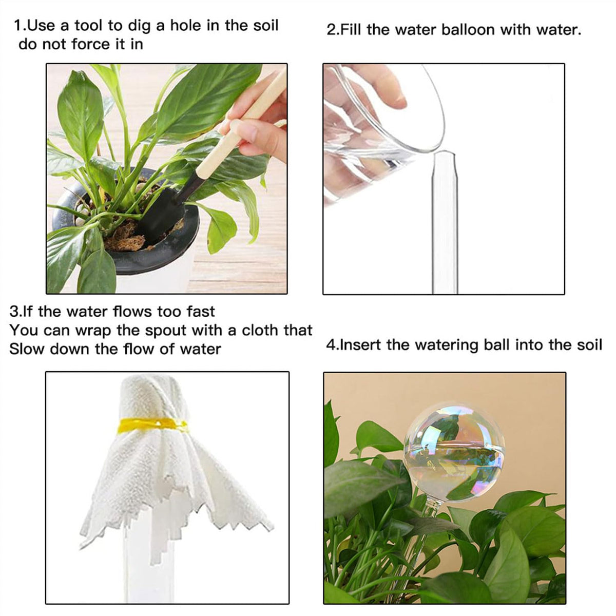 Vividaire Glass Plant Watering Globes, Water Plants While Away Slow Self Watering Planter Insert Bulbs for Outdoor Indoor Plants, Vacation Plant Watering System Devices (Iridescent Medium 3-Pack)