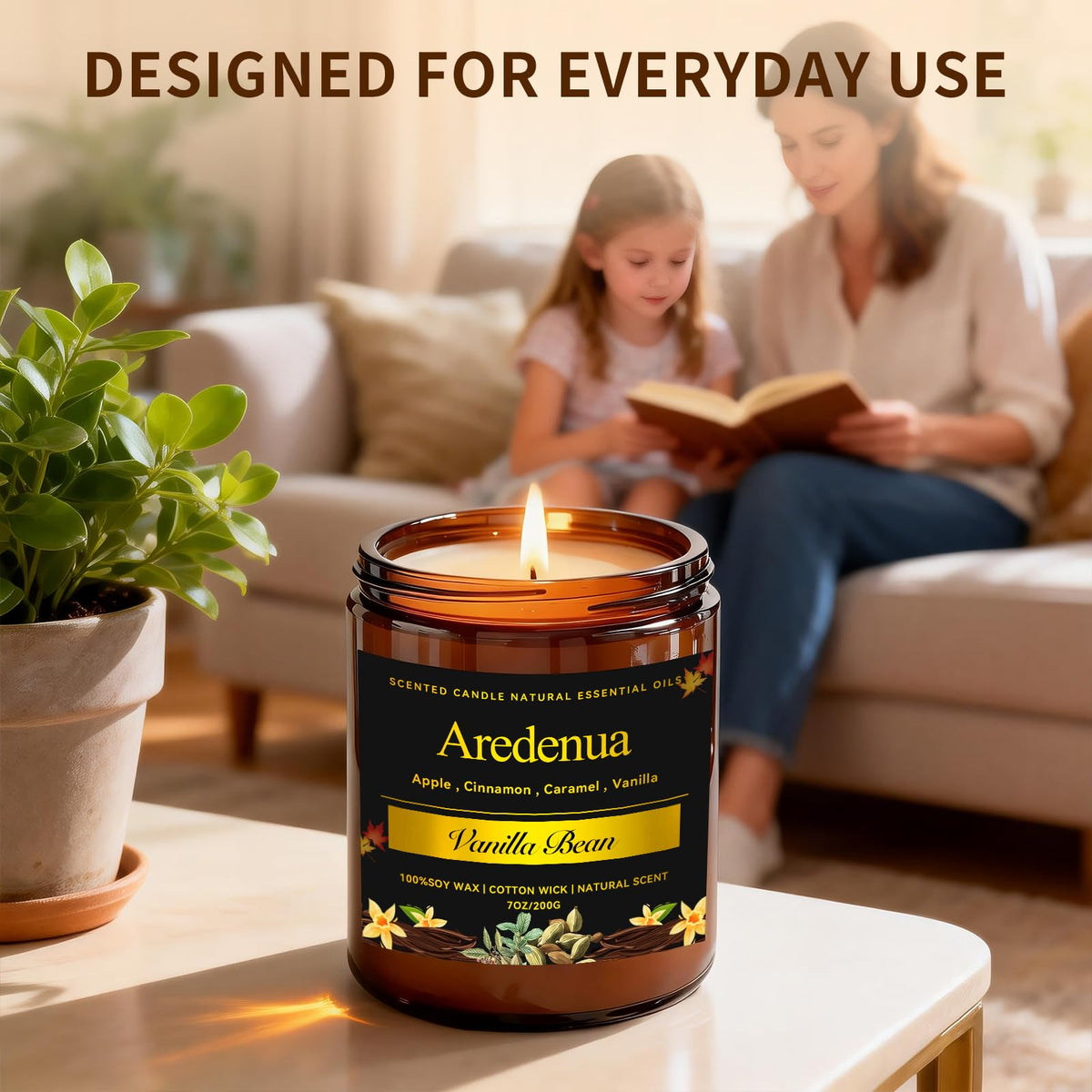 Vanilla Bean Odor Eliminating Candles | Scented Soy Candle for Home, Air Freshening & Cozy Scent, Relaxing Home Candle Gift for Women & Men