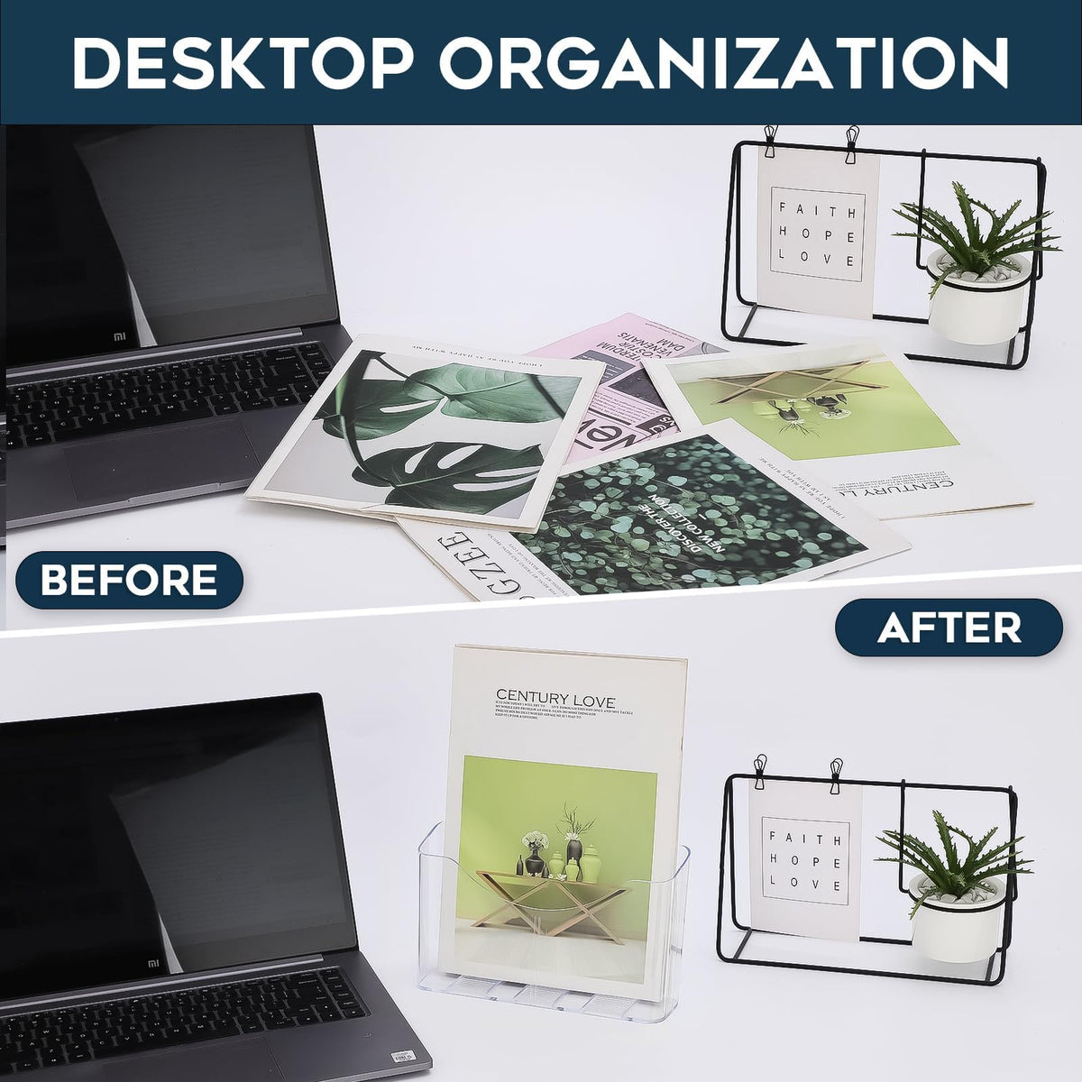 xydstay Acrylic Brochure Holder 4x9 Inches and 8.5x11 Inches combination set (2 Packs of Each Size),Pamphlet Holder Flyer Holder,Display Stand,Table Signs Plastic Paper Holder for Office, Home, Store