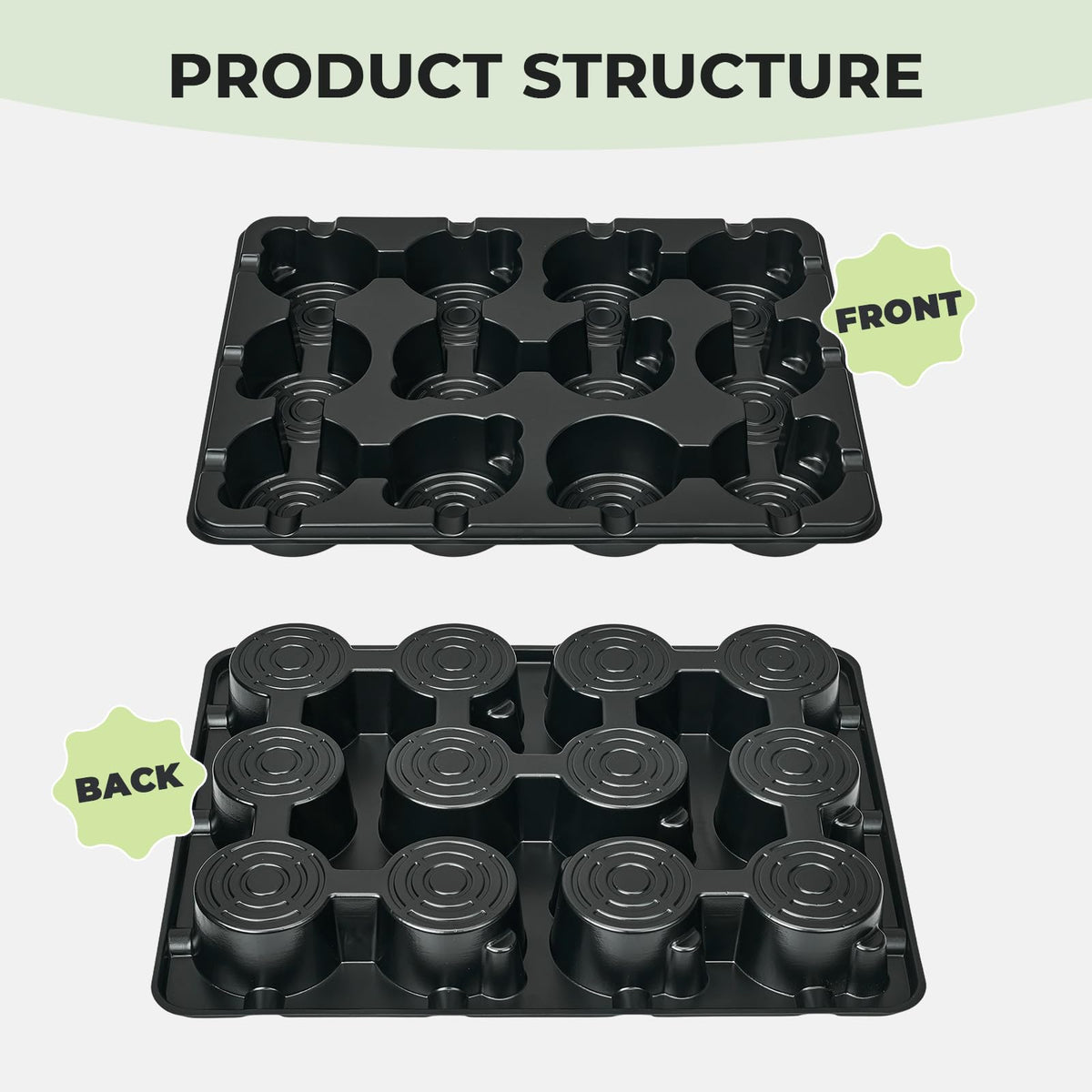 homenote 4 Inch Seed Starting Trays 5 Pack, 12-Cell Seedling Starter Trays for Indoor Outdoor Growing, Plant Starter Germination Trays for Pots Seedlings 4" Opening Compatible Pots
