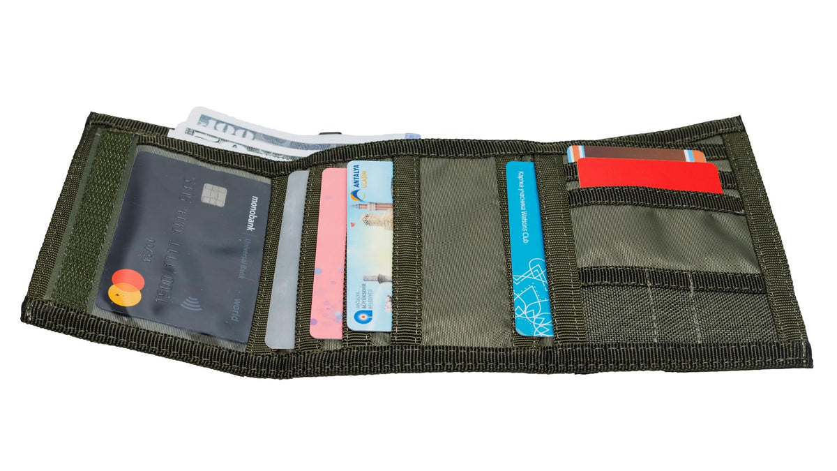 Chameleon Trifold Men Nylon Wallet - Military Tactical Mens Wallets- ID Card Holder - Canvas Thin Front Pocket Travel Wallet -Coin Zipper Pocket
