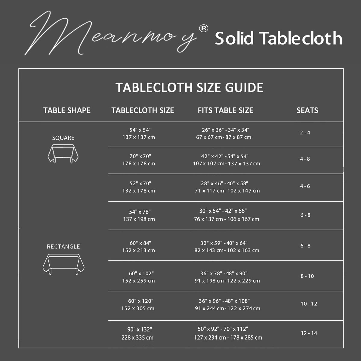 MEANMOY Brown 210 GSM Water & Stain Resistant Rectangle Tablecloth for 4 Foot Table - Solid 60 x 84 Inch Rectangular Table Cloth in Wrinkle Free Washable Polyester Fabric for Wedding, Party, Banquet