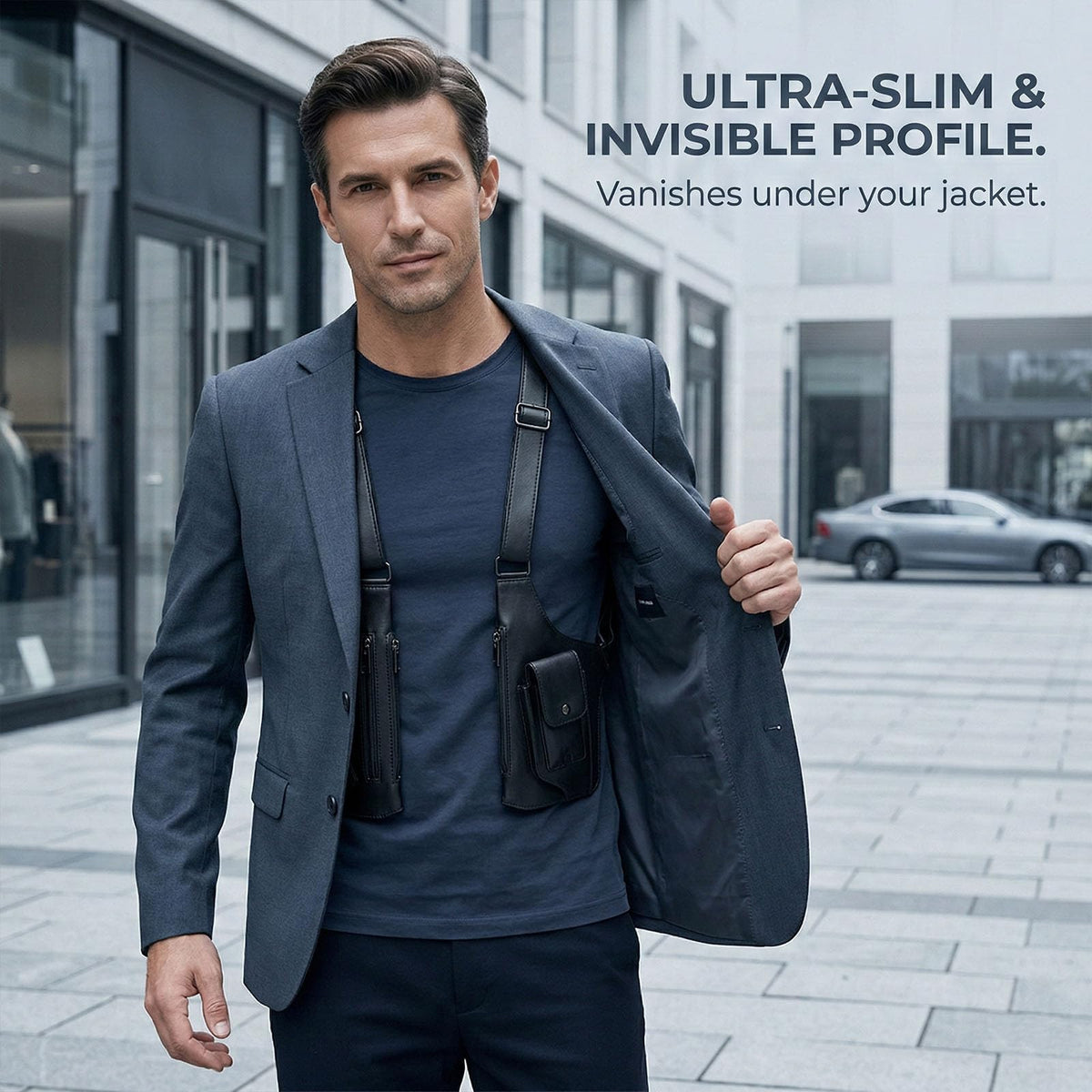 Cross-Body Sling Pack, Classic Shoulder Satchel, Pickpocket-Proof Hidden Crossbody Sling Bag, Slim Undercover (Black)