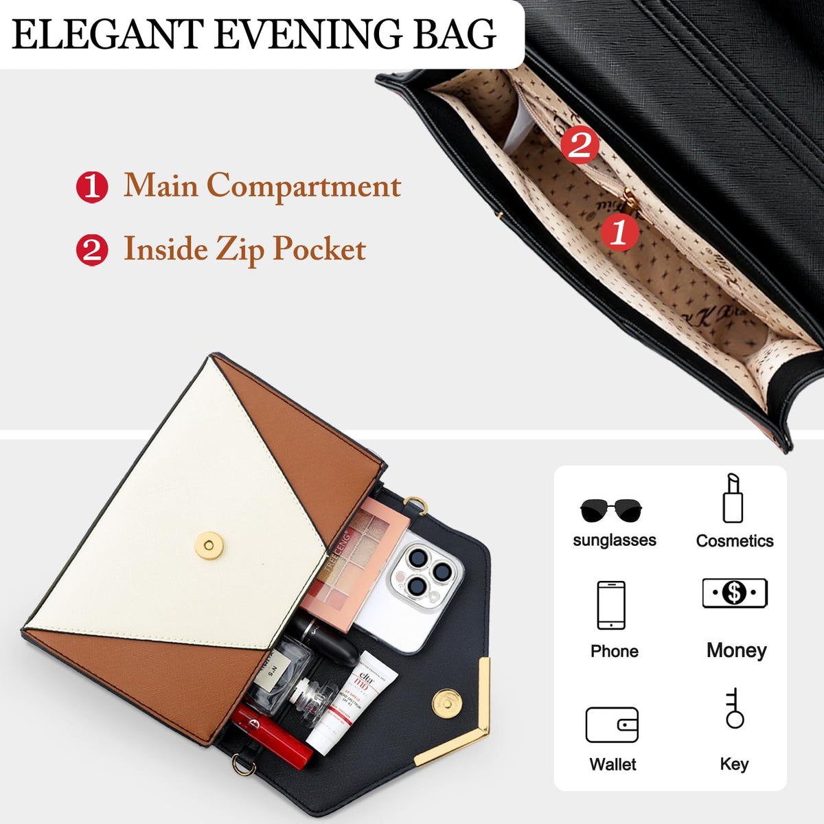 KKXIU Women Elegant Faux Leather Evening Envelope Clutch Purse Foldover Bags for Party Wedding Prom (A-Olive)