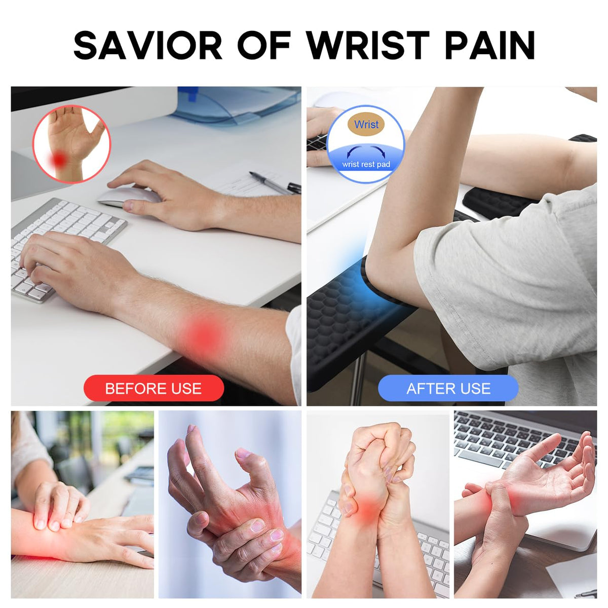 JIKIOU L-Shaped Desk Elbow Pad for Desk, Memory Foam Elbow Support Padding with Non-Slip, 2 Pack Ergonomic Desk Edge Cushion, Wrist Comfort Support for Office Home Black