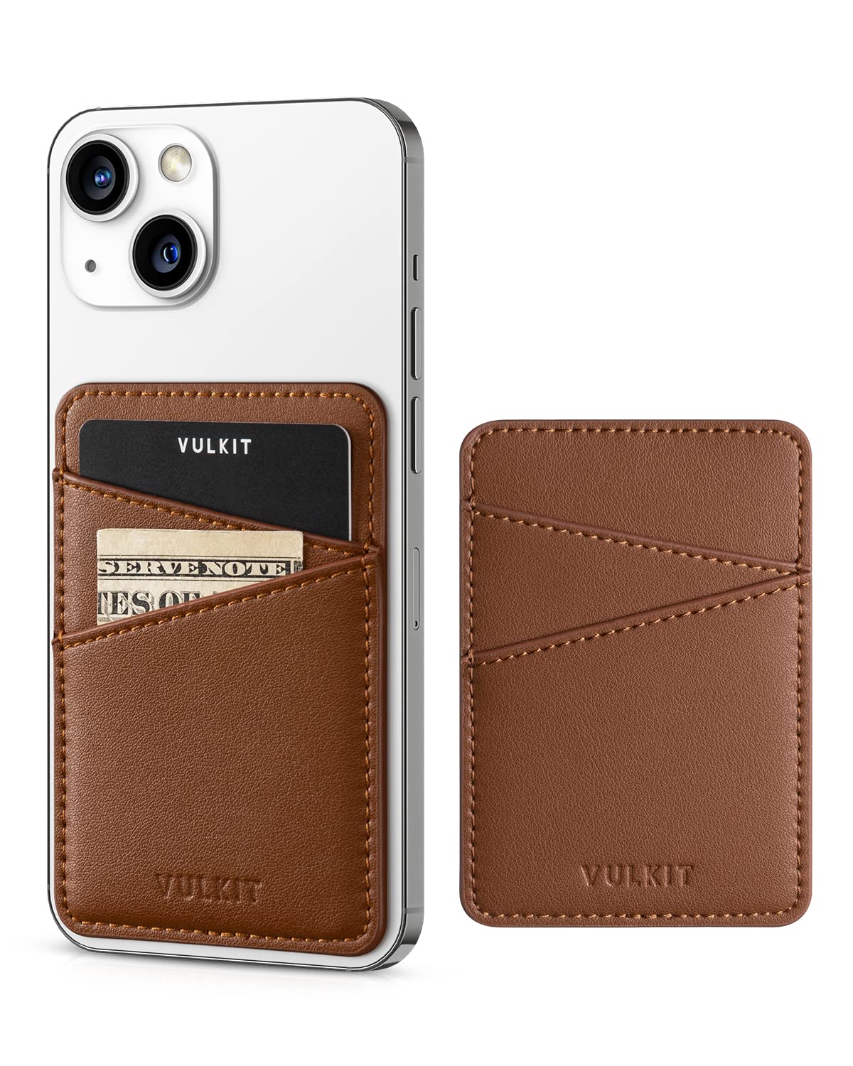 VULKIT Phone Card Holder Wallet Leather Adhesive Pocket RFID Blocking Credit Card Sleeves Stick Back of Phone Smartphones