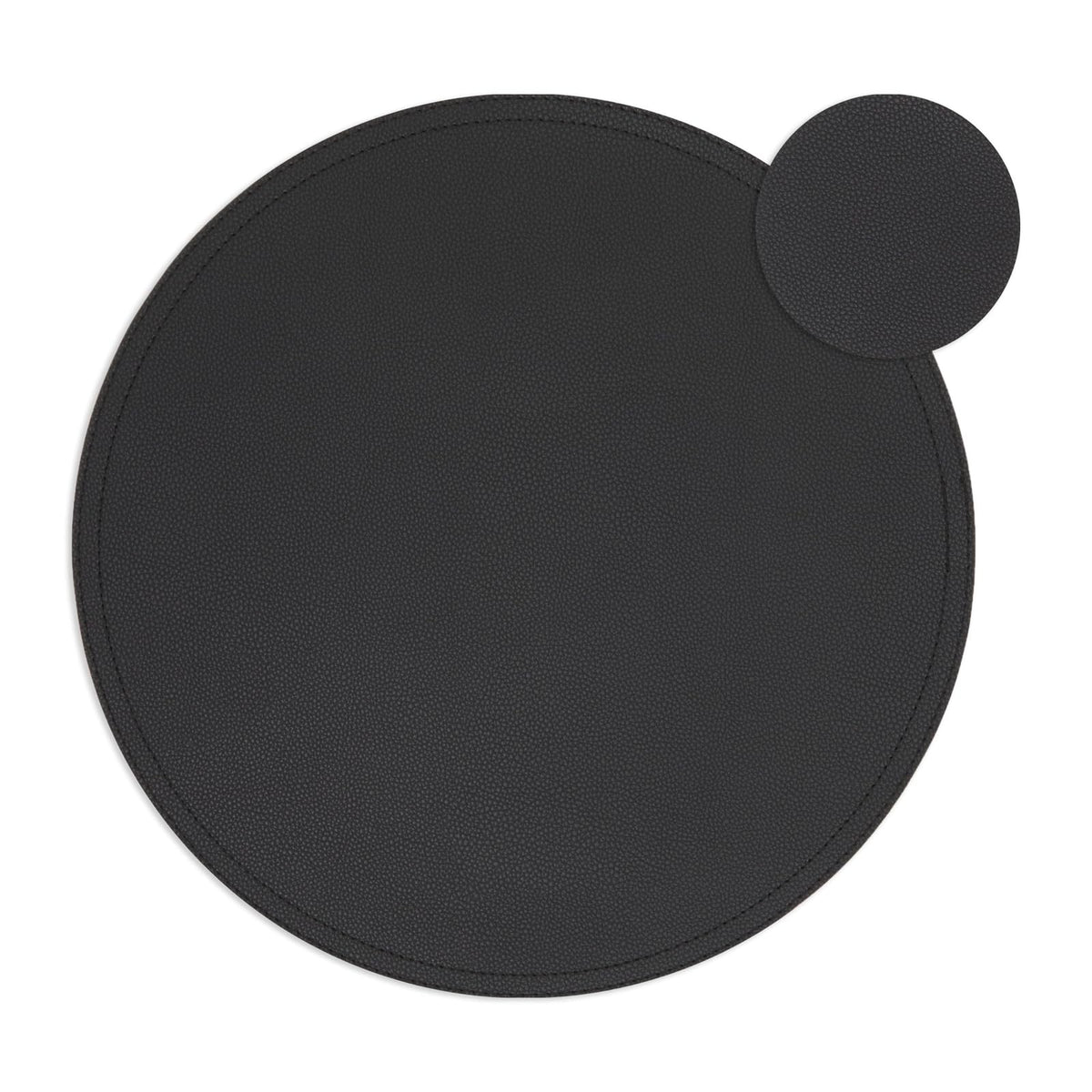 Juvale Round Vegan Leather Table Placemats & Coasters - Waterproof & Heat-Resistant Dining Table Decor - Easy Wipe-Clean Kitchen Decor - Durable Everyday Placemats - Black, 13.4", Set of 6