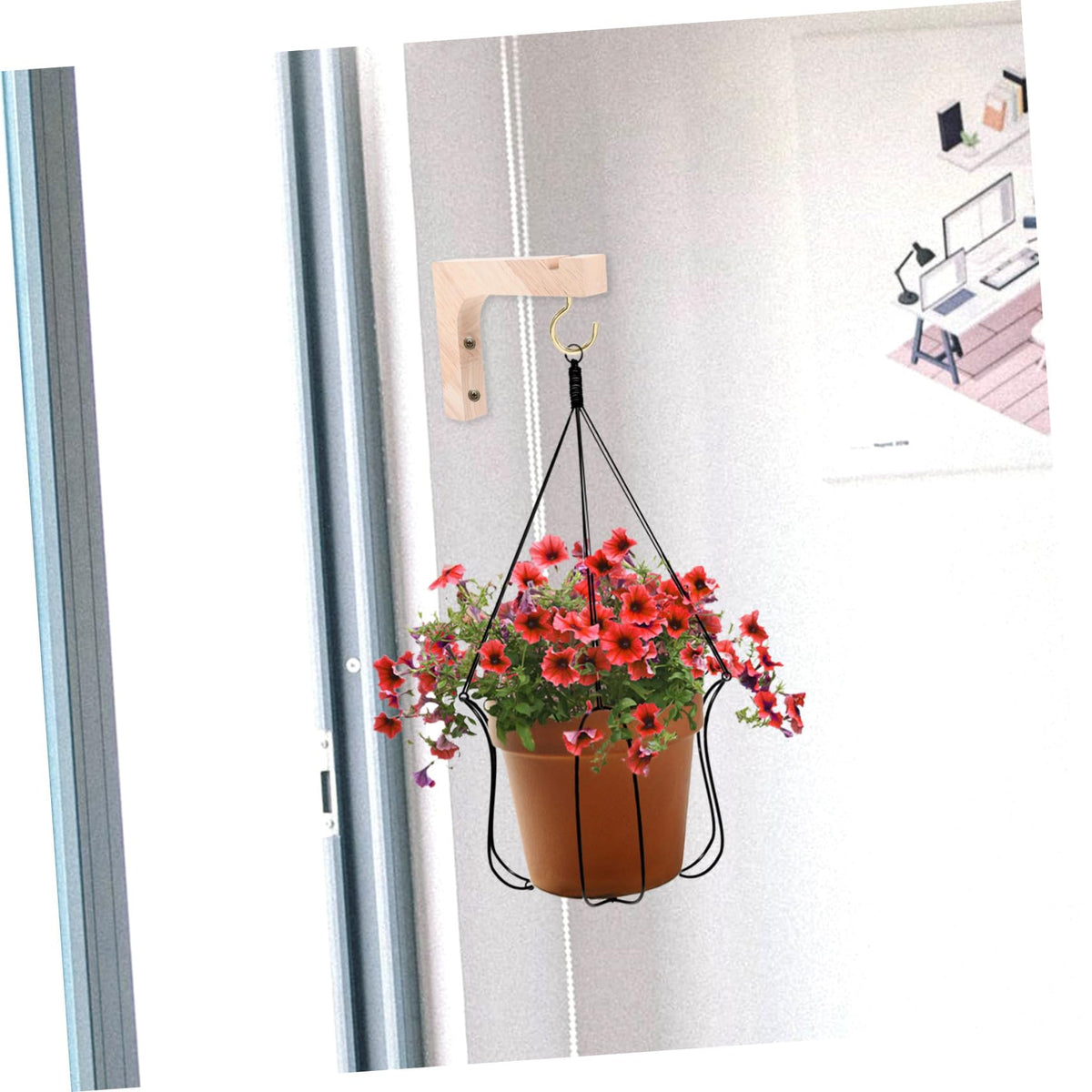 Outanaya Wooden Plant Hooks 2pcs Heavy Duty Wall Plant Hangers Indoor Outdoor Wall Mount Brackets for Hanging Flower Pots