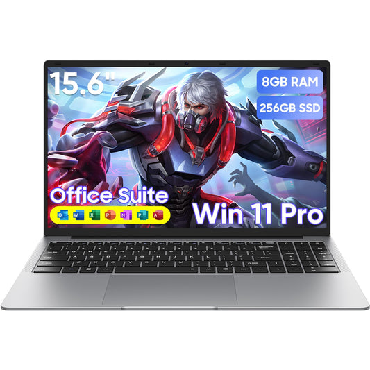 HYPERSTRIX Laptop Computer 15.6" Win11 Pro Laptops 8GB RAM 256GB SSD,Ms Office 365, 100% sRGB Screen, N4000 Processor, Notebook, Dual Band WiFi5, BT4.2, USB-A, HDMI,FHD 1920 * 1080 Display,Silver