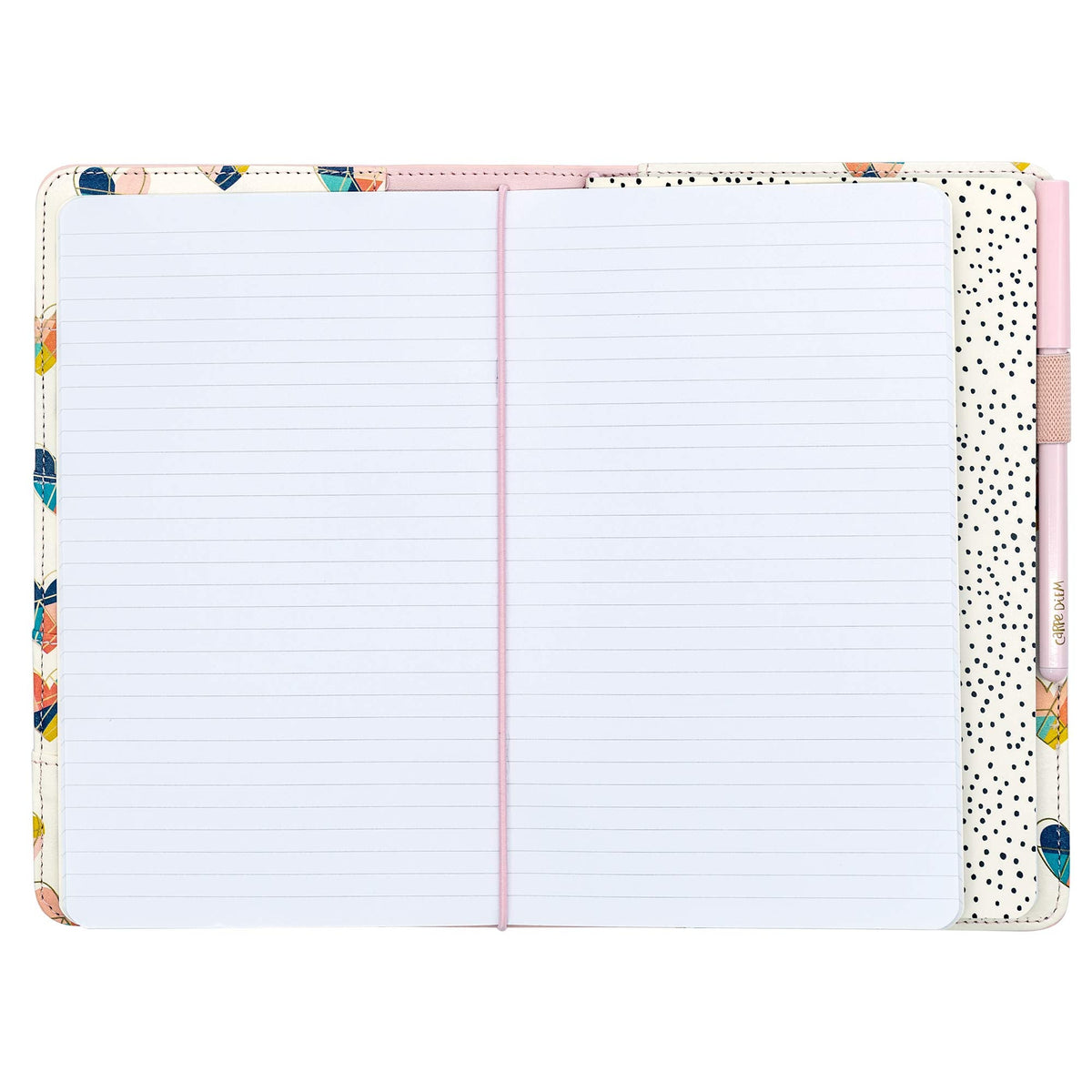 Pukka Pad, Carpe Diem Refillable Traveler’s Notebook Cover – Faux Leather Portfolio with Blank and Lined Notepads – Includes 6 Pockets, Pen Loop, and Elastic Closure – 8.5 x 5.5 Inches, Ballerina Pink