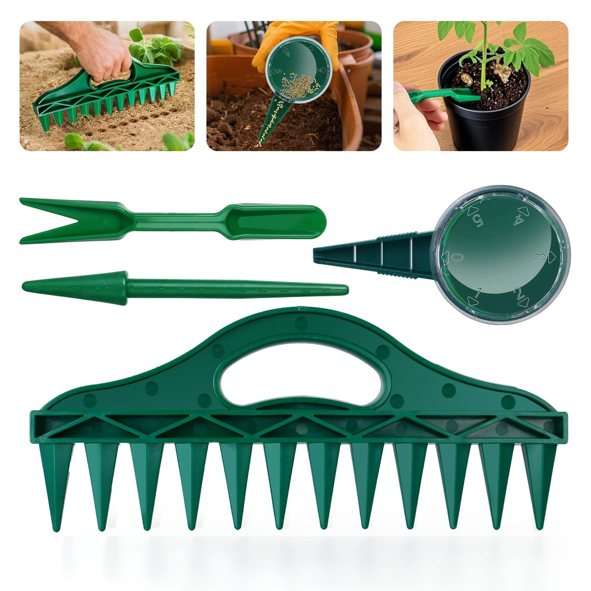 Seed Spreader 4PCS Sowing Seeds Dispenser Set Mini Seed Dispenser for Small Seeds Handheld Seed Planter Tool Seed Dibber Multifunctional Seed Spacer Gardening Tools