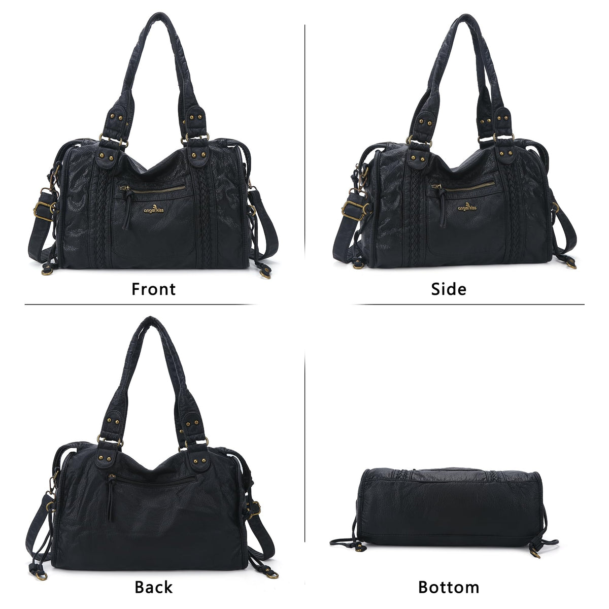 Angel Kiss Hobo Bags For Women Vegan Leather Hobo Satchel Handbags Large Tote Purses Shoulder Bag