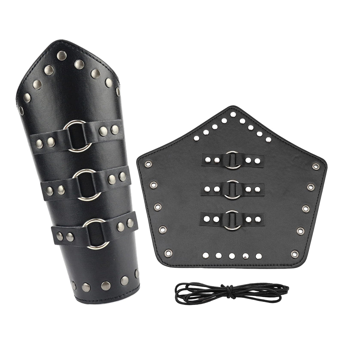 1Pair Adults Faux Leather Arm Guards Bracers Cosplay Leather Arm Gauntlet Wristband Wrist Armor Medieval Belt Leather Buckle Bracers for Men Women(COLOR:black)