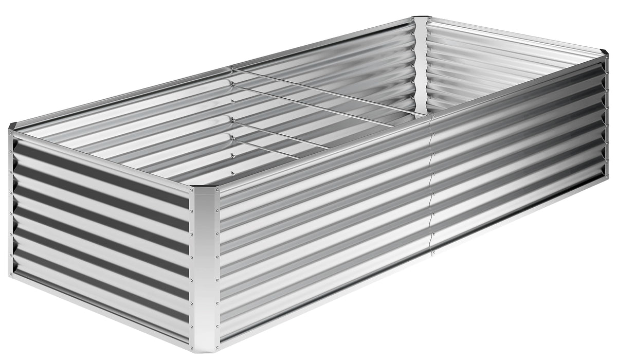Nedenyou 8x4x2FT Galvanized Raised Garden Bed,Planter Raised Beds-Metal Garden Box,Large Plant for Outdoor Planting, Vegetables Bed，Flower,herb-Silver