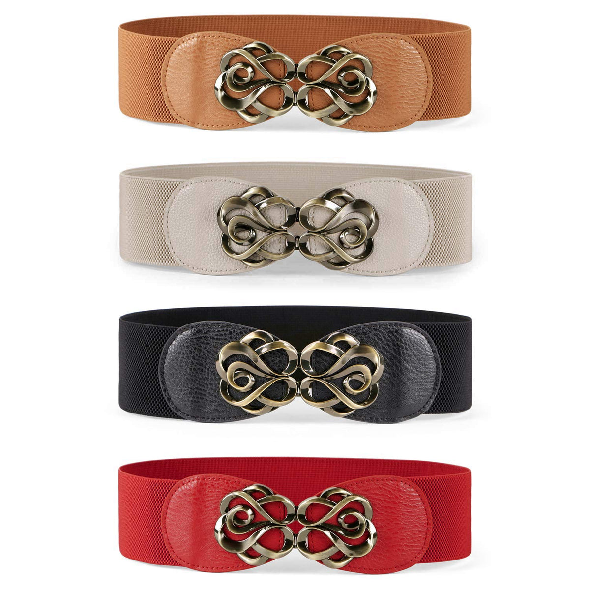 JASGOOD Women Stretchy Belts for Dresses Vintage Elastic Wide Waist Belts, Halloween Cosplay Belt
