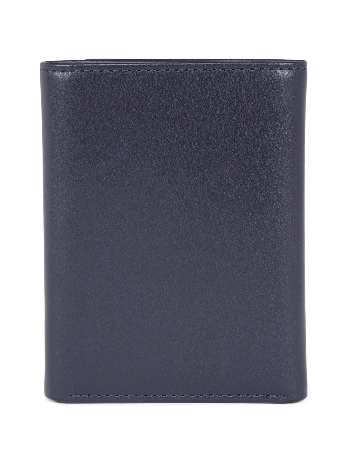 muzaf Trifold Premium Leather Wallet for Men with RFID Blocking (Navy Red)