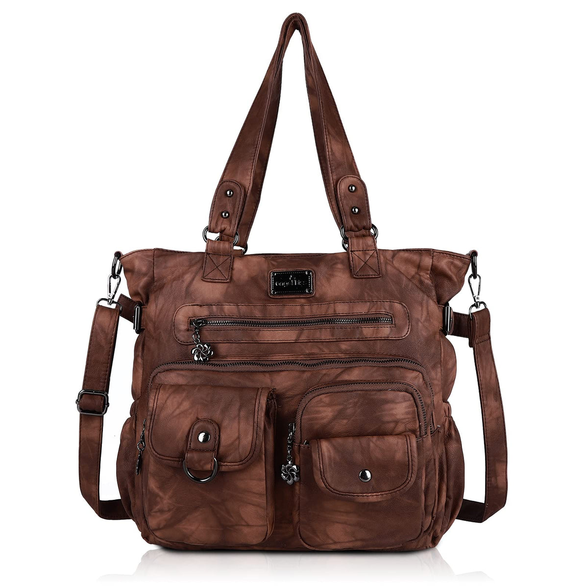 Angel Kiss Large Purses for Women Soft PU Leather Hobo Bag for Women Shoulder Bag Brown
