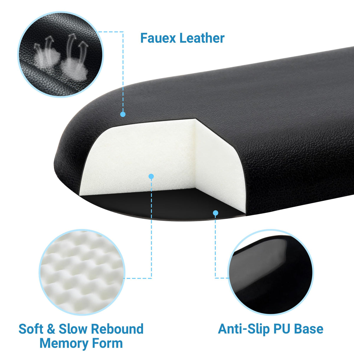 ASFSKY Keyboard Wrist Rest for Full-Size Mechanical Keyboards, 17-Inch Ergonomic Memory Foam Wrist Support with PU Leather Surface, Easy to Clean for Office, Gaming & Coding (Classic Black)