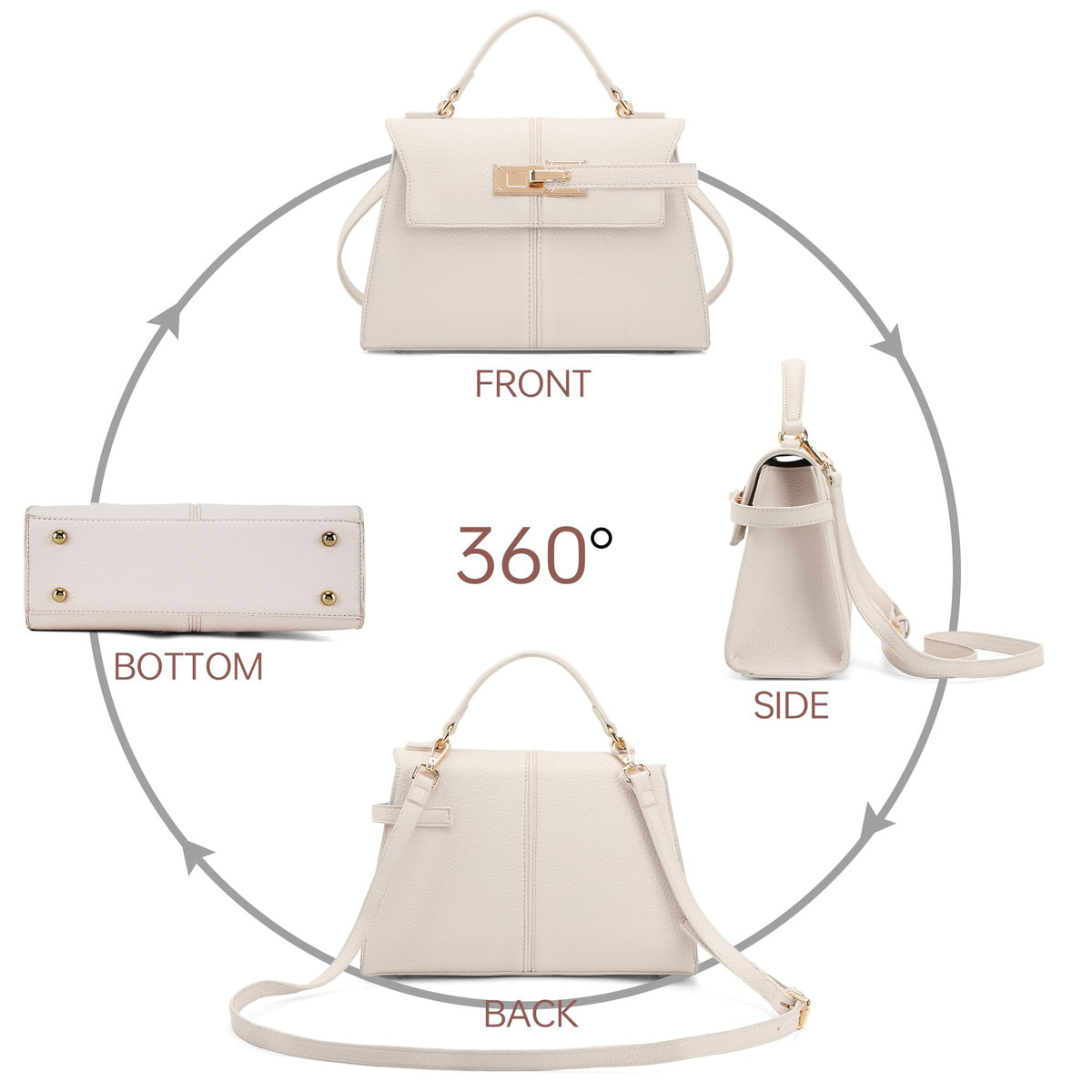 Goinsound Satchel Purses for Women Top Handle Purse for Travel - Beige