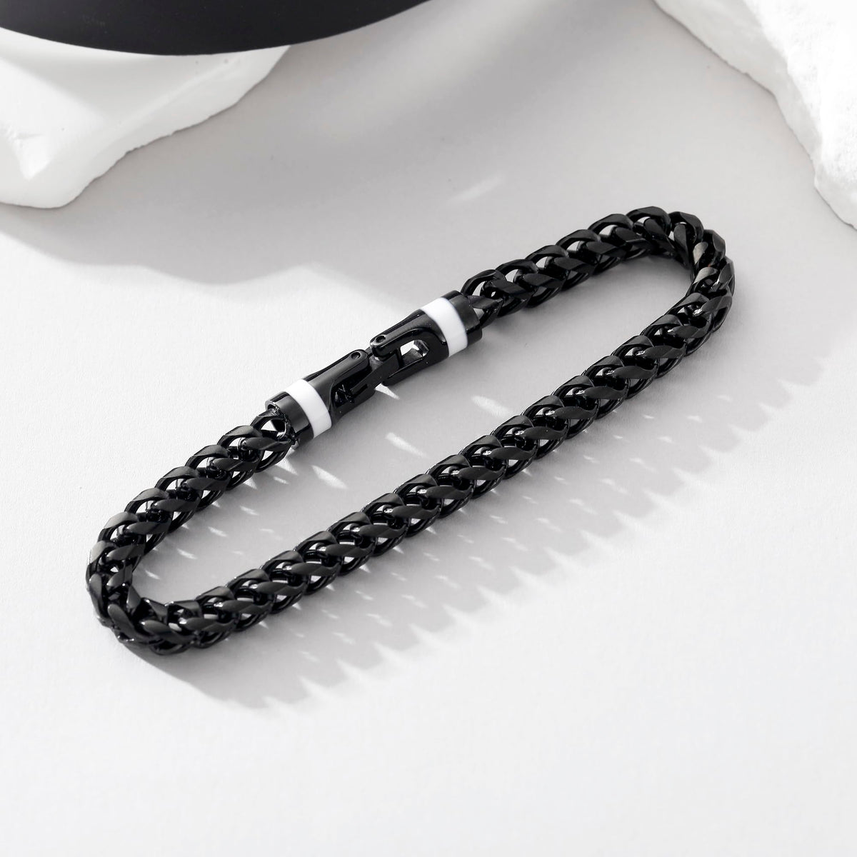 GTMJ 316L Stainless Steel Black Franco Chain Bracelet for men 7.5 Inches