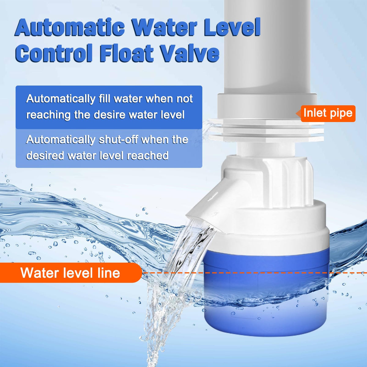 2" Npt Top Inlet Water Float Valve, 2 Inch Big Flow Automatic Water Level Control Float Valve for Water Tank, Water Troughs, Pond, Pool, Livestock, Aquariums (2" Top Inlet)