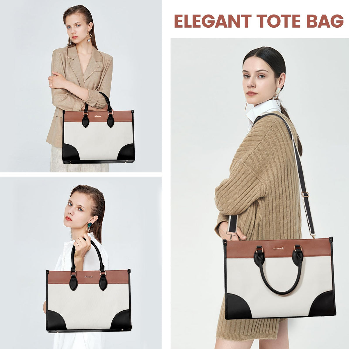 LOVEVOOK Laptop Bag for Women 15.6 lnch,Waterproof Laptops Tote Bags for Womens,Professional Work Bags for Women with Cup Holder,Large Laptop Purse Computer Briefcase Office Teacher Clutch Bag,2 PCS
