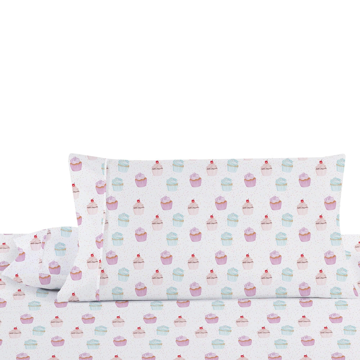 Softan Kids Bed Sheet Set, 3-Piece Twin Sheets Set, Microfiber Fitted Sheet with 15 Inches Deep Pocket and Corner Straps, Breathable & Silky Soft Ice Cream Cake Pattern Sheet and Pillowcase Sets