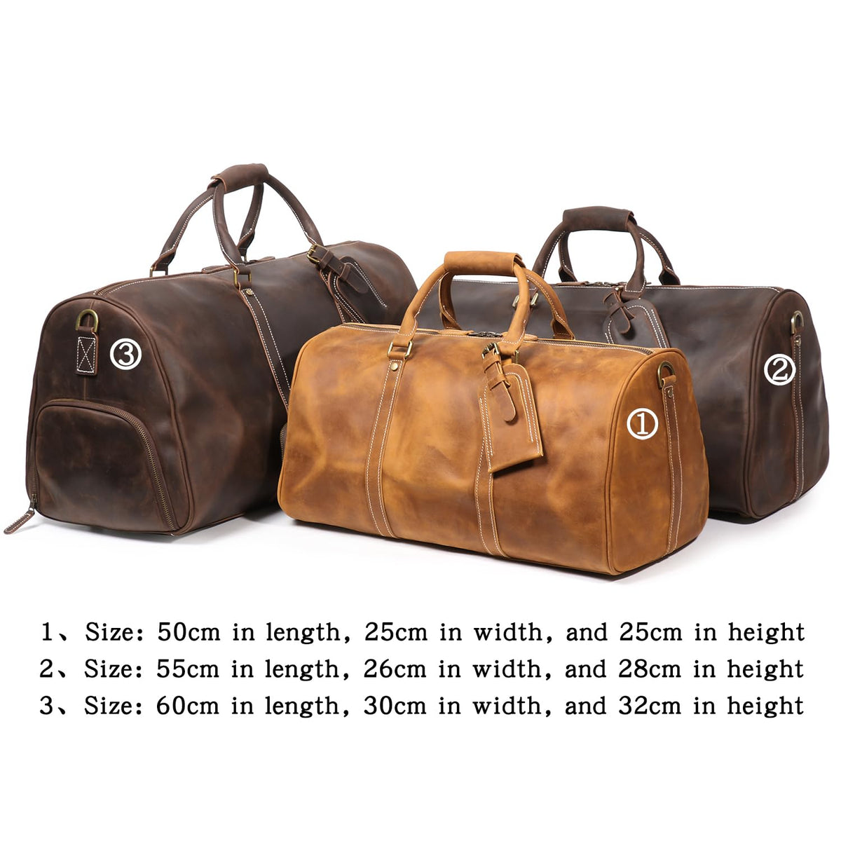 Luokir Mens Leather Weekend Bag Classic Leather Travel Duffel Bags YKK Zipper with Shoes Compartment Sports Vintage Travel Luggage Overnight Carry On Bags (Vintage Brown, 20 Inch)