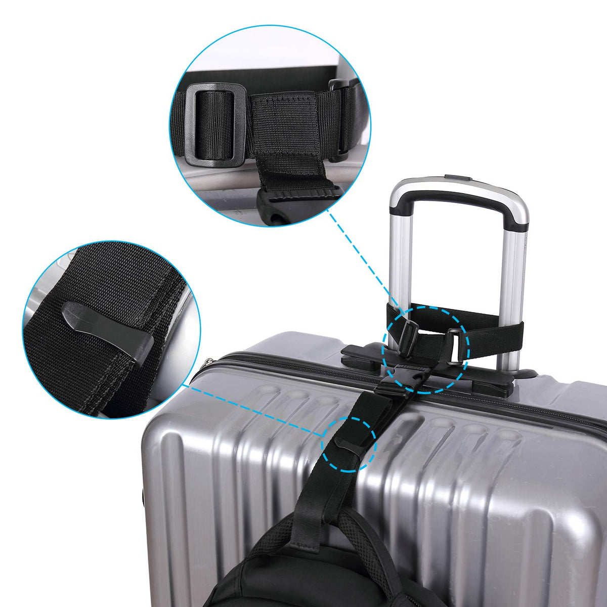Vigorport Luggage Connector, Straps for Suitcase, Add A Bag Adjustable Attachment Accessories 1.25" Endless for Connect Your 3 Luggage Together-2 Pack