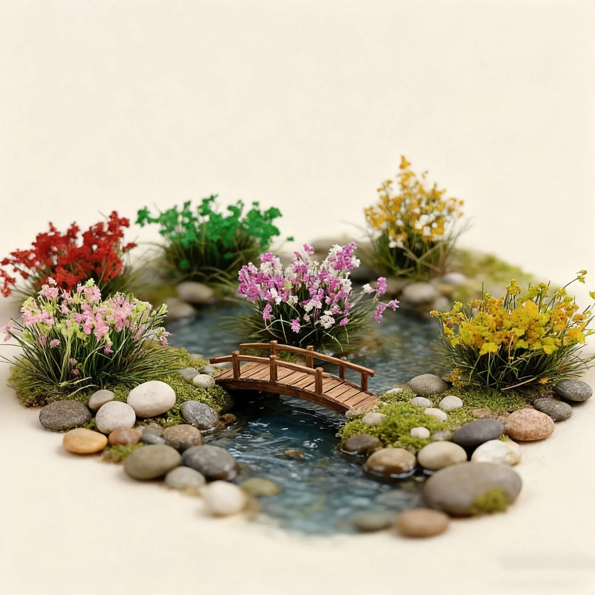 gdeplok 90 Pcs Miniature Flower Clusters Static Grass Clusters, for DIY Model Railway Scenery Train Landscape & War Game Terrain Layouts (B)