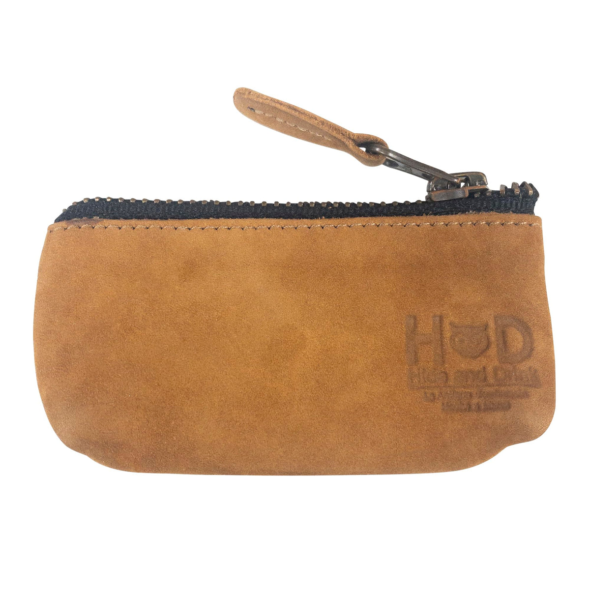 Hide & Drink, Leather Key Holder Pouch, Zippered Coin Bag, Money Purse, Earphone Holder, Charging Cable, Memory Cards Organizer, Vintage Style, Handmade (Old Tobacco)