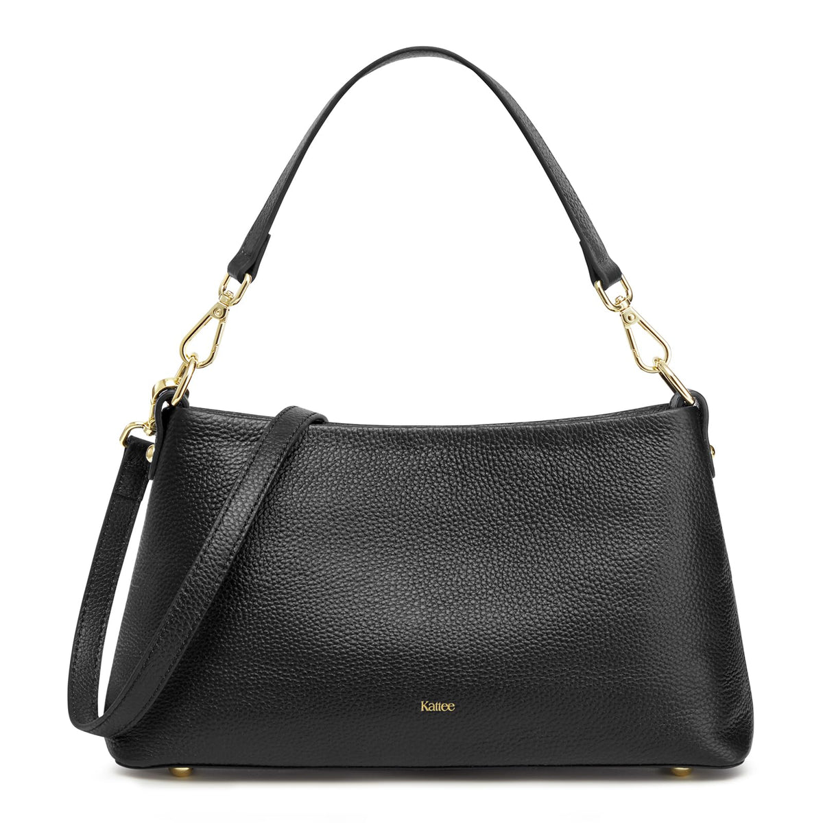 Kattee Genuine Leather Crossbody Bags for Women 2026 Trendy, Small Tote Purses Shoulder Handbags with 2 Removable Straps, Black