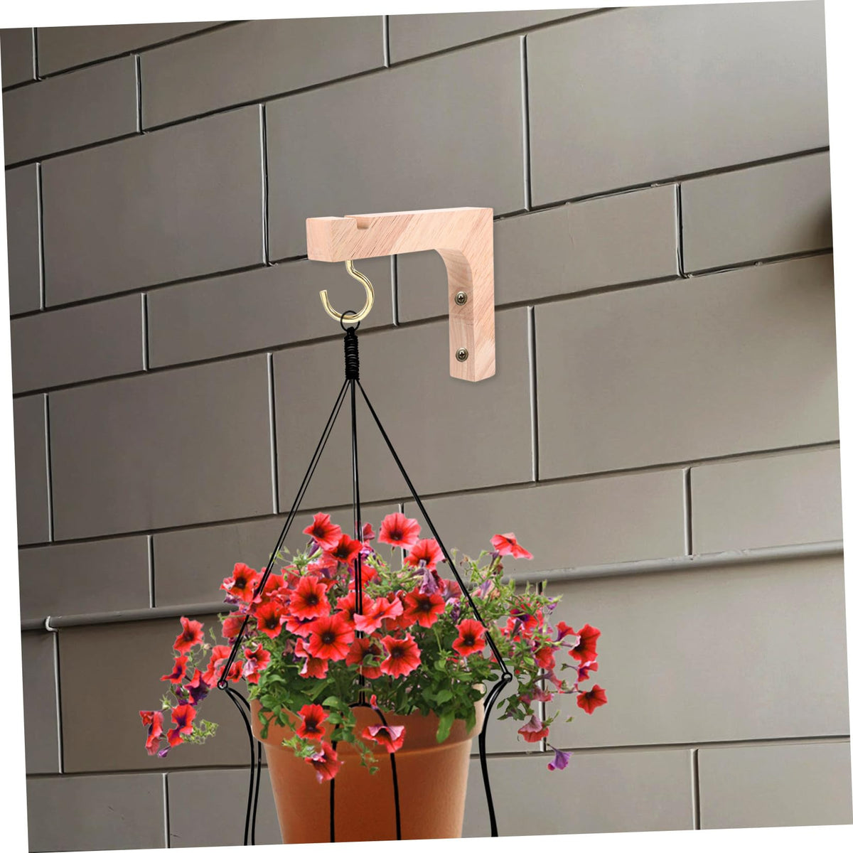NULYLU Wooden Plant Hanger Hook 2pcs Heavy Duty Wall Mounted Plant Hanging Bracket for Indoor Outdoor Planters Natural Wood Color