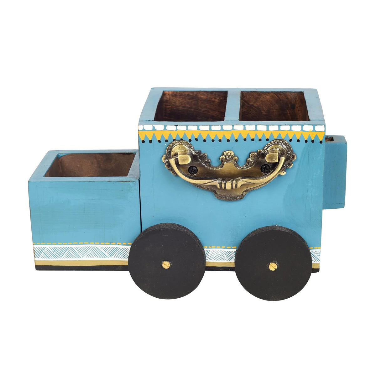 dudki The Blue Rider Wooden Cutlery Holder | Spoon Stand for Dining Table | Chammach Stand | Cutlery holder | Caddy organizer for kitchen storage spoons forks knives tissue paper Dispenser, Utensils